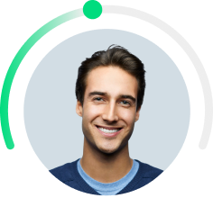 man smiling with partial progress indicator